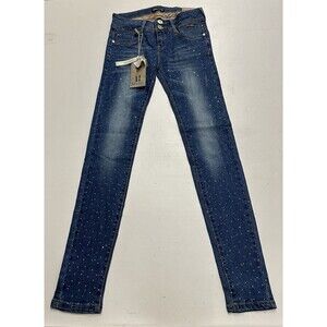 Bonage Women Juniors size 3 rhinestones  denim blue skinny jeans